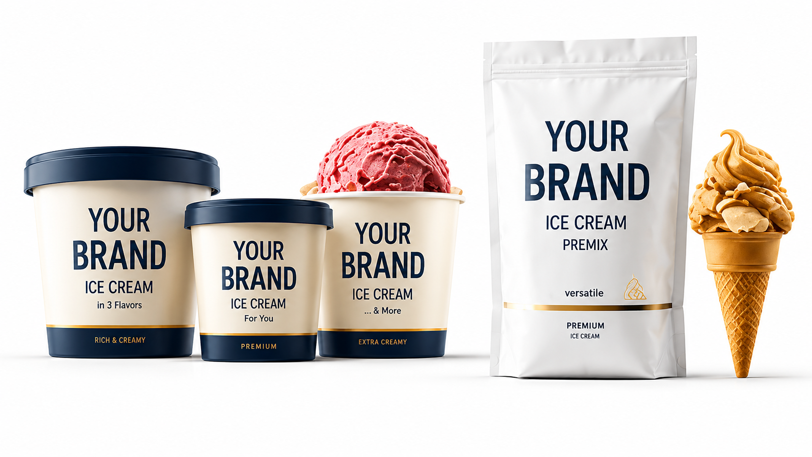 Manufacturing ingredients including soft ice cream premix and cones